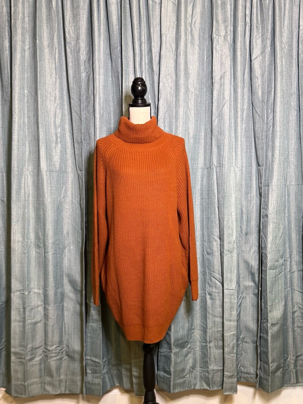 Cozy Cowl Neck Sweater Dress in Rust